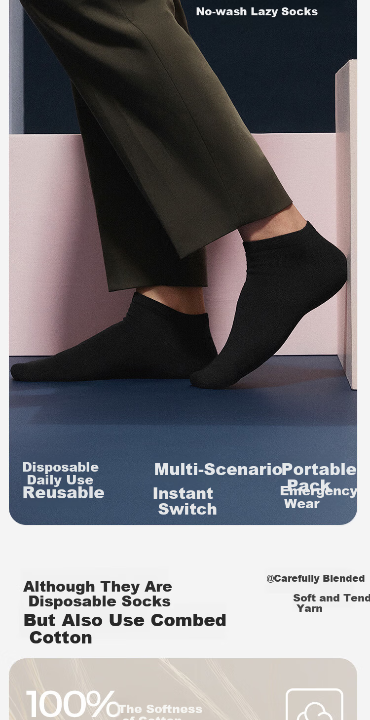 HLA Disposable Cotton Short Socks for Men and Women 7A Antibacterial Travel Daily Use No-Wash Sports Casual Low-Cut Socks 7 Pairs Pack 2