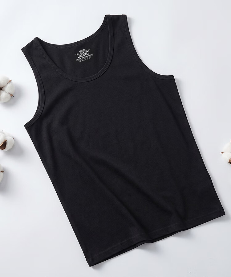 Hongdou Men's Vest Counter Style 50S Combed Cotton Soft Elastic Cotton Spandex Breathable Simple Round Neck Sports Casual Versatile Vest 15