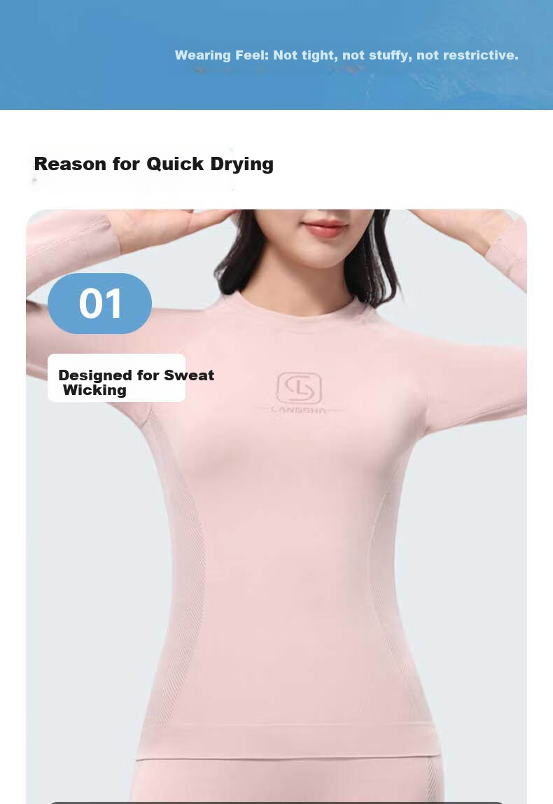 LangSha Women's Ski Quick-Dry Thermal Underwear Set Functional Antibacterial Breathable Moisture-Wicking Outdoor Sports Base Layer 3