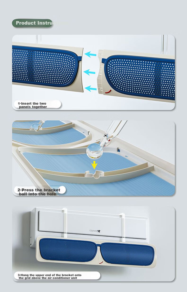Naxiannv Air Conditioner Wind Deflector, Patented Design with Exclusive Color Scheme, Mirror Series, Blue, 90cm NG-3 14