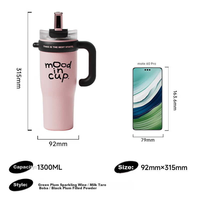 RELEA Giant Insulated Tumbler for Men And Women, Large Capacity Ice Cup, Stylish Straw Cup, Stainless Steel Water Bottle, Mid-Autumn Festival Gift 6