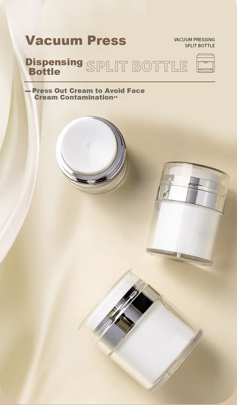 Chense Vacuum Pump Dispenser Bottle, 50ml, Travel-Sized, Skincare Sample Empty Bottle, Face Cream Dispenser, 1 Piece 1