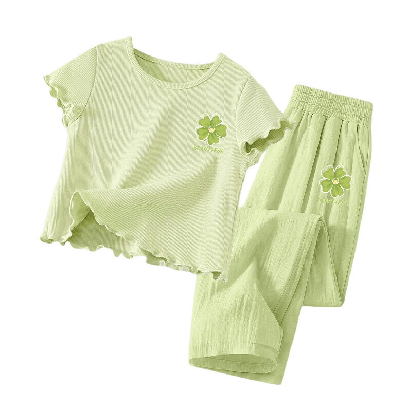 Baleno Girls Summer Set 2026 New Children's Summer Fashion Yamamoto Wide-Leg Pants Short Sleeve Two-Piece Outfit for Girls