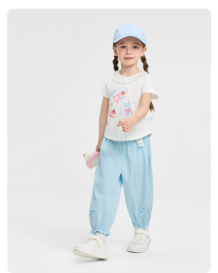 Balabala Girls' Short Sleeve Set Children's Baby Two-Piece 2026 New Summer Delicate Ruffle T-Shirt and Pants Sweet Style 18