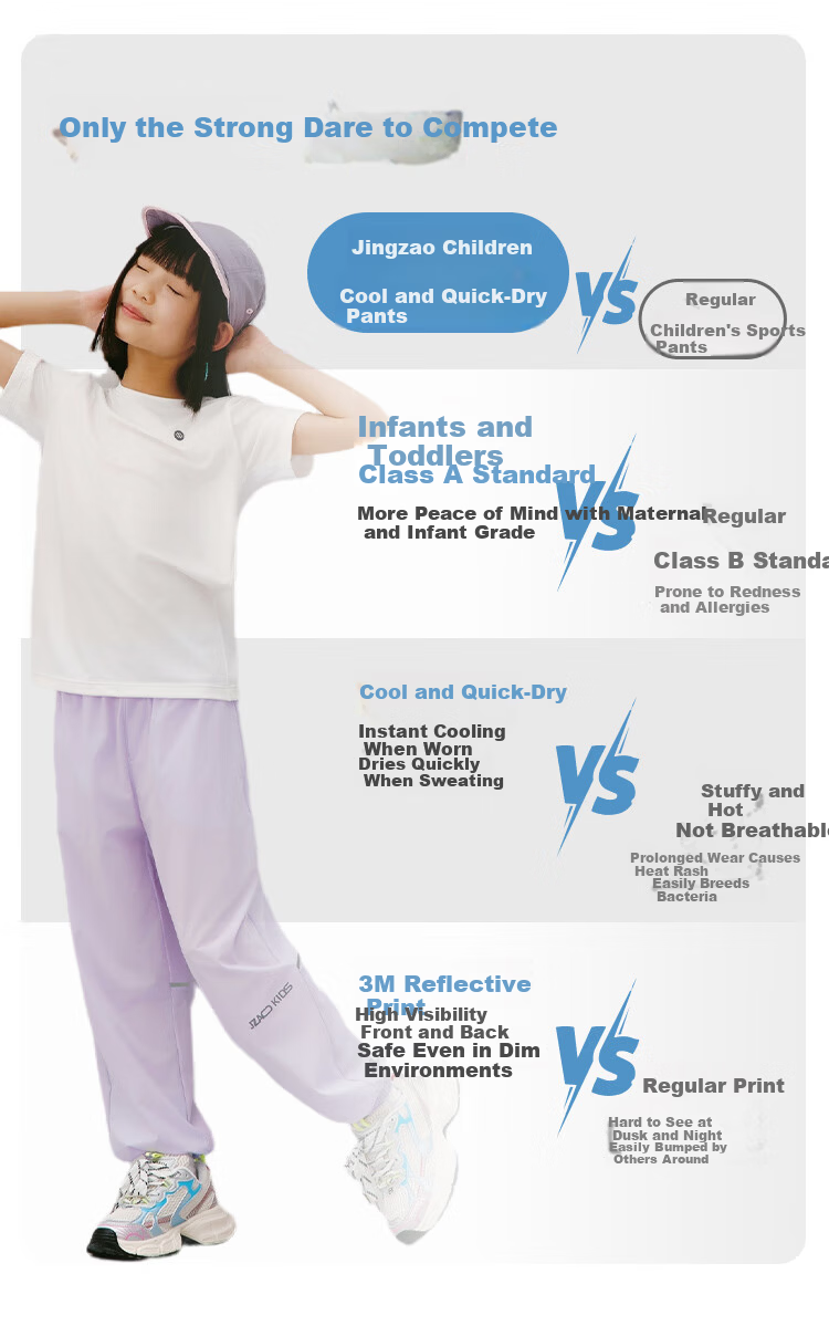 JD Jingzao Kids Sports Pants Long Trousers Boys Girls Quick-Dry Breathable Jogger Sweatpants Summer Gift Light Gray M 3
