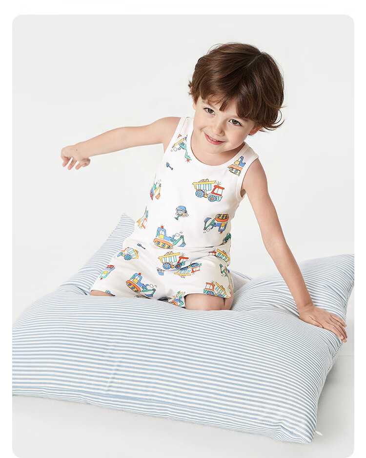 Balabala Baby Vest Set Summer Air-Conditioned Clothing Children's Pajamas Toddler Boys Homewear Comfortable Sleeveless 14