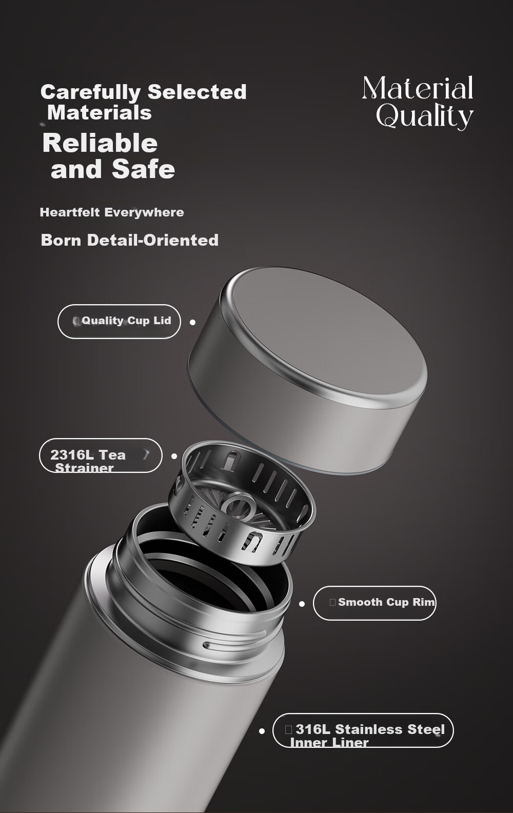Fuguang 316L Stainless Steel Insulated Water Bottle Business Office Tea Cup Unisex Thermal Flask Straight Body Cup 11