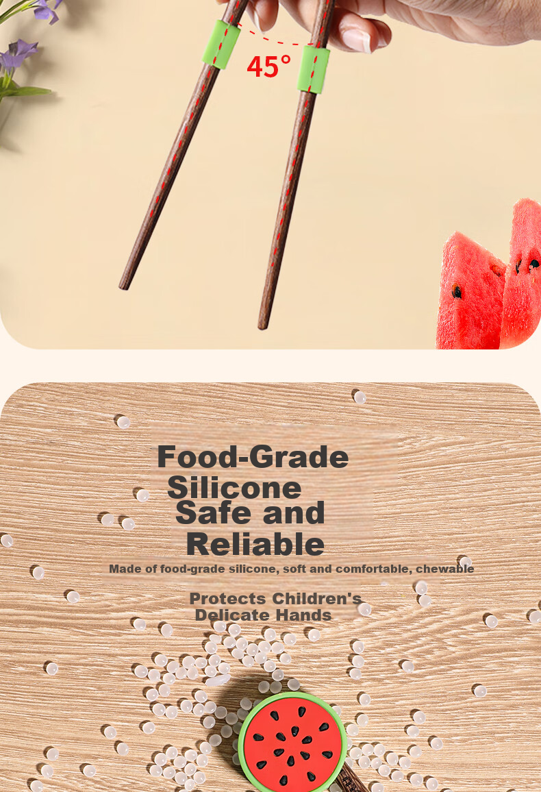 CORN Children's Chopsticks Training Set for Ages 3-6, Wooden Non-Slip Learning Chopsticks for Home Use 3