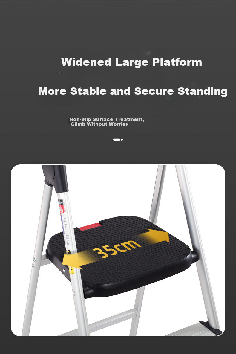 Wennai Household Aluminum Alloy Step Ladder, 5-Step Multi-Functional Indoor Folding Ladder, 1.6m CAL5-3 8