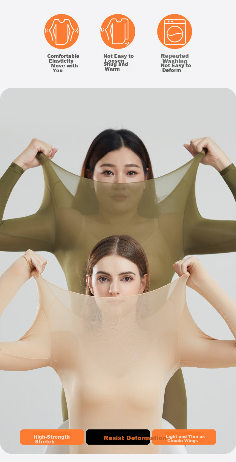 LangSha Women's Autumn Thermal Underwear Set Thin Knit Top and Bottom 10A Antibacterial Warm Base Layer Skin-Friendly Undershirt 12