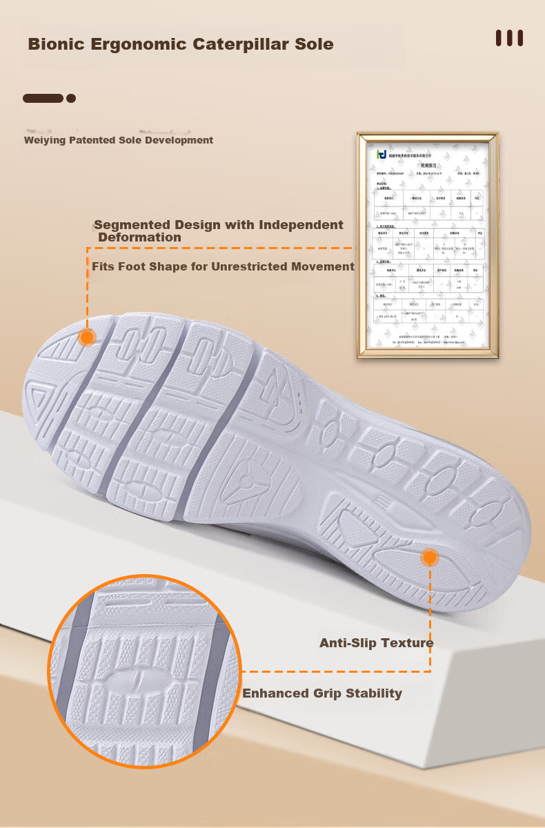 Feiying Cushion Nurse Shoes Women Spring Summer Genuine Leather Hollow Magic Tape Medical Work Shoes 2-2003 White 38 7
