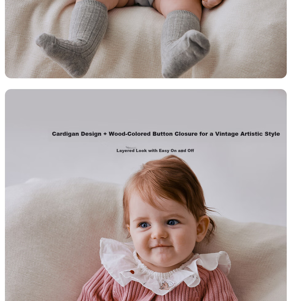 OAK FAMILY Children's Cardigan Sweater, Baby Boys And Girls Spring And Autumn Knitted Jacket, Pure Cotton, Pink (Anti-Static), Size 80 5