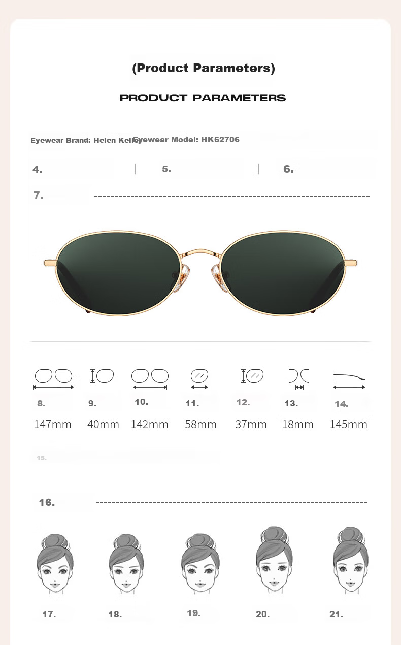 Helen Keller Vintage Old Coin Style Metal Sunglasses UV Protection Fashion Polarized Sunglasses Men Women HK62706H01 8