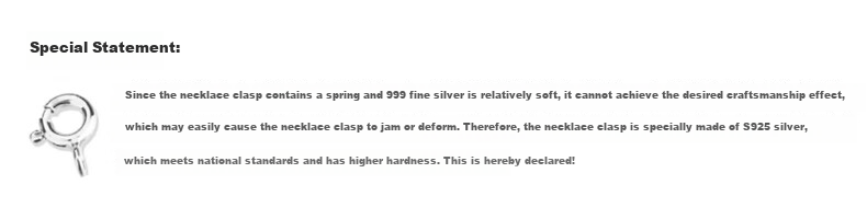 Dijing 999 Pure Silver Necklace for Women Birthday Gift Girlfriend Pendant Clavicle Chain Elegant Minimalist Jewelry 10