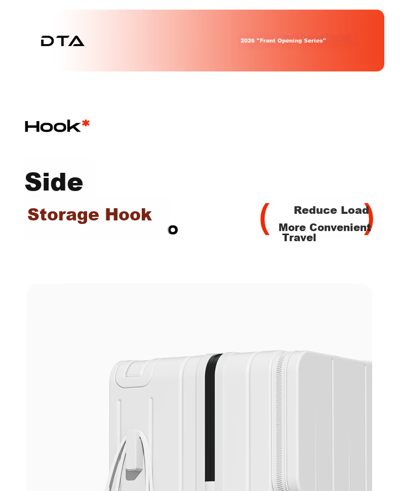 DTA Luggage Suitcase Women Front Open Multifunctional Wide Rod Travel Case Password Leather Box Men White 20 Inch 20