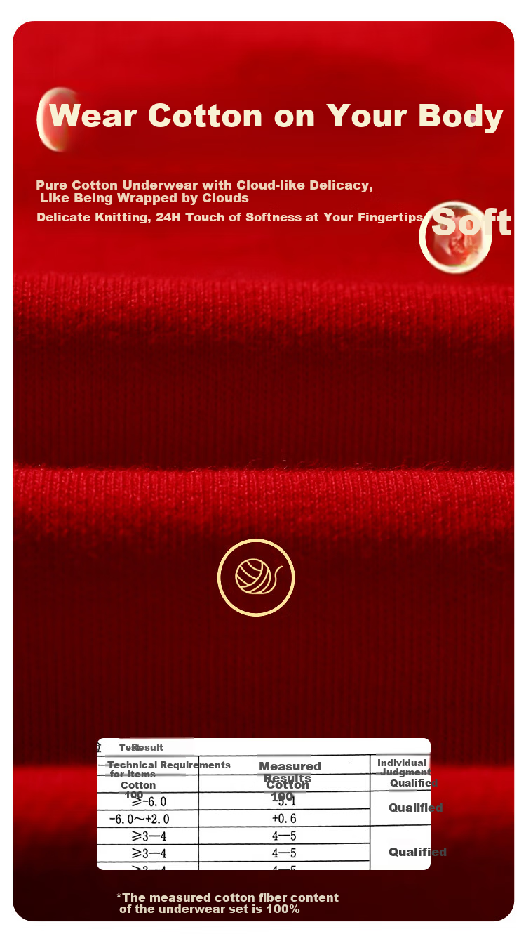 Hodo Home Lucky Red Year Men's Pure Cotton Thermal Underwear Set with Socks Gift Box 5