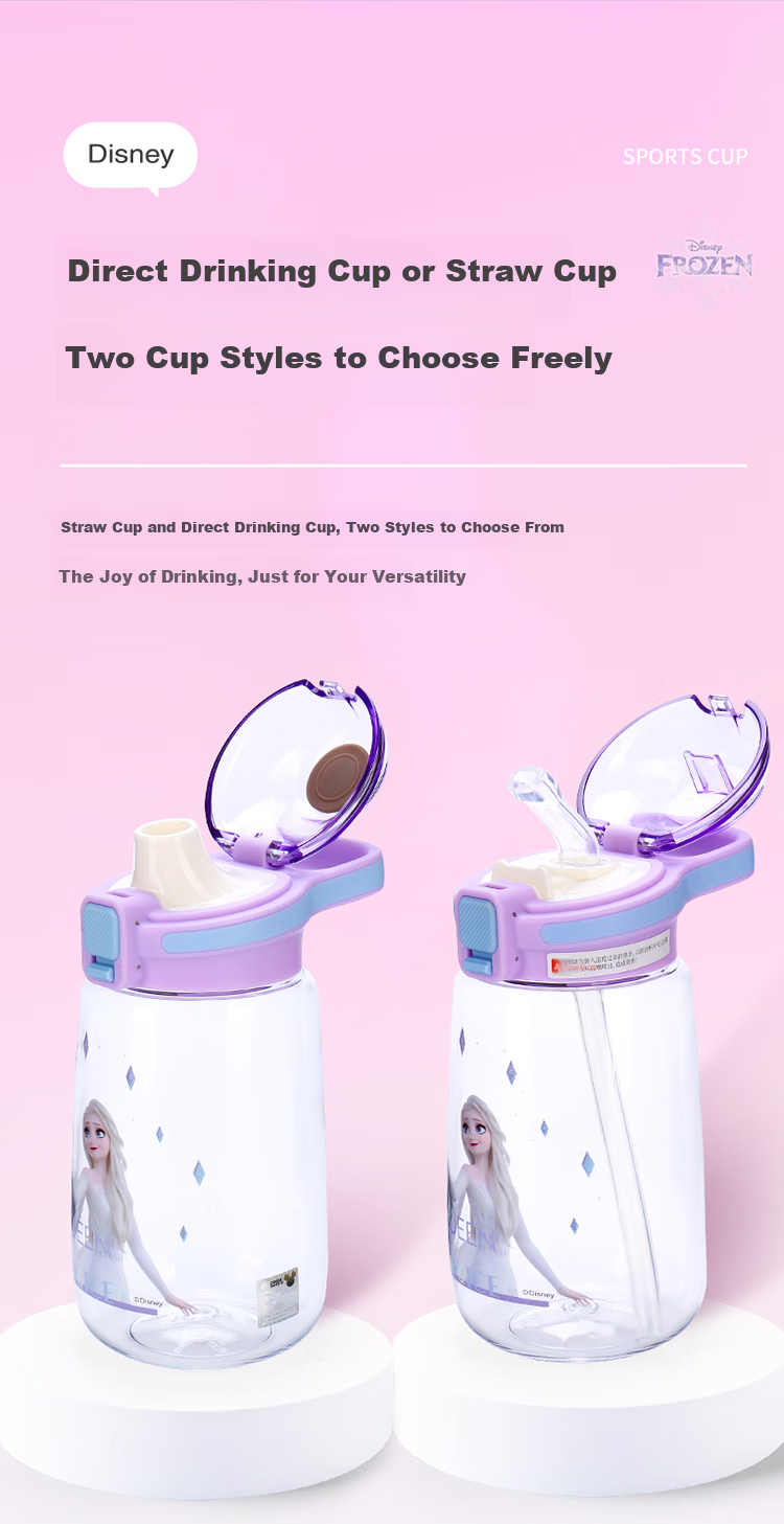 Disney Kids Water Bottle Summer Baby Donut Kindergarten Primary School Straw Cup Minnie 450ml 4