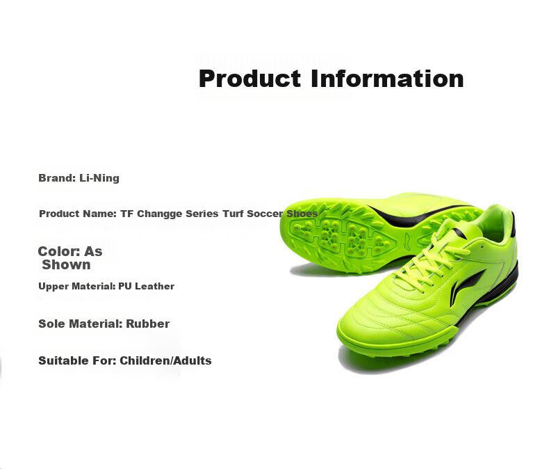 LI-NING Men's Football Shoes TF Turf Studs Adult Youth Kids Non-Slip Wear-Resistant Professional Training Cleats 12