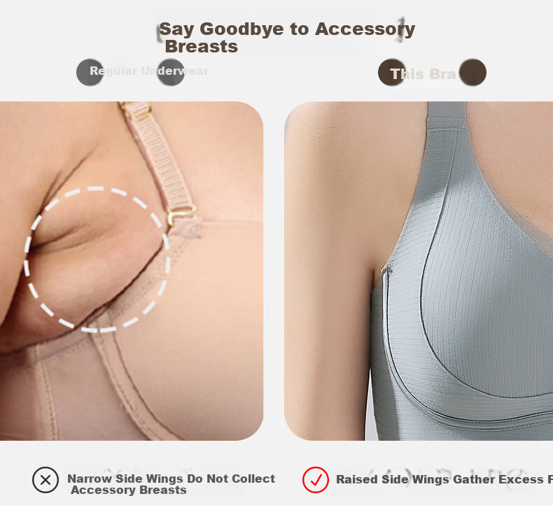 GRACEWELL Women's Small Bust Push-Up Anti-Sagging Bra with Side Support 2025 New Wide Strap Bra 8