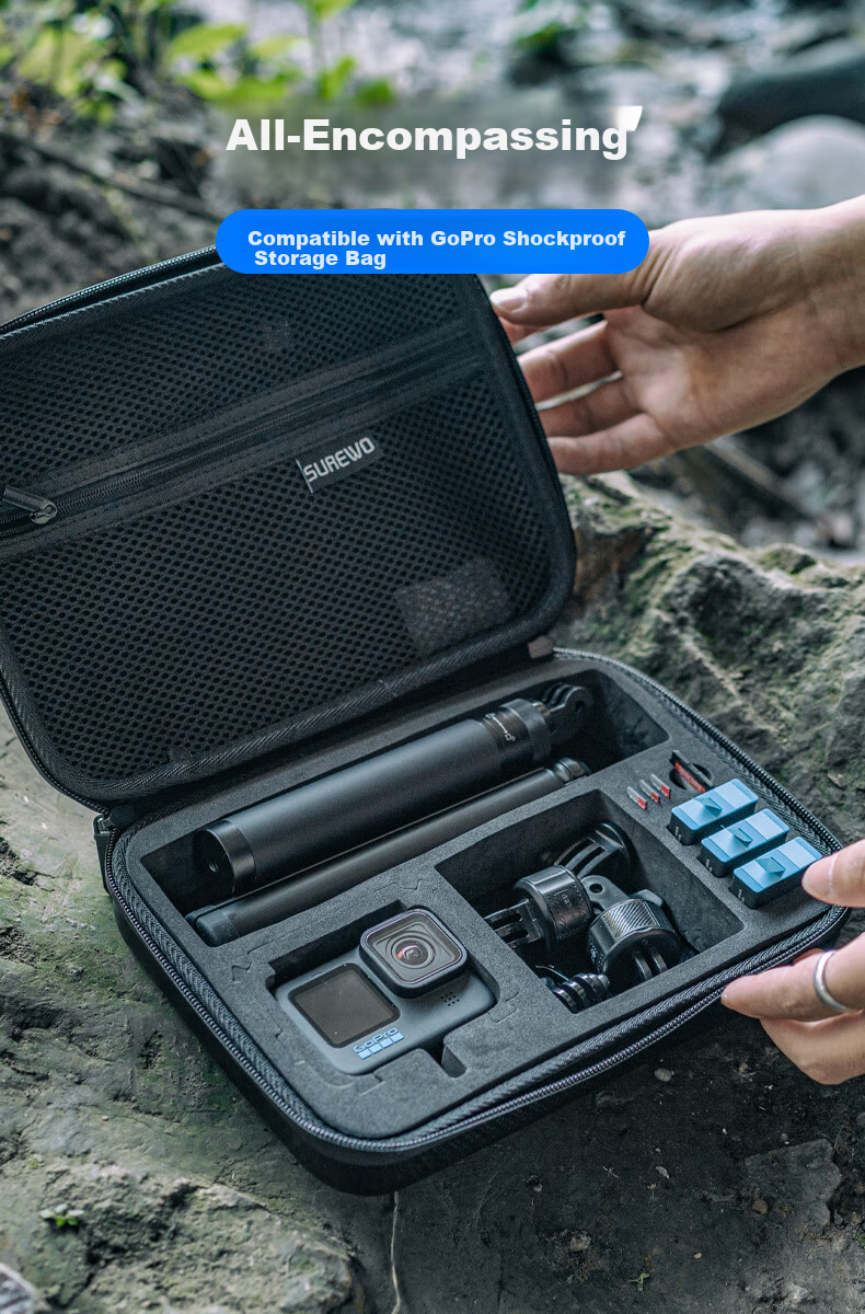 SUREWO Waterproof Storage Case for GoPro DJI Action Sports Camera, Shockproof Portable Travel Protective Box for Models 13 12 11 1