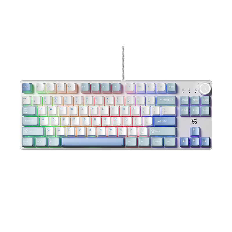 HP K10GV2 Mechanical Keyboard Wired Office Gaming Esports Desktop Laptop Starsea Blue Ice Blue Light Tea Switch 87 Keys