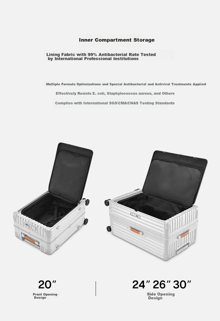 Dream Traveller Large Capacity Luggage Spinner Multifunctional Trolley Suitcase Side Opening Travel Bag 26 Inch Elephant Gray 15
