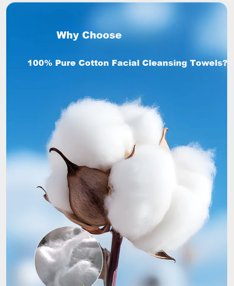 Cotton Deer Pure Cotton Hanging Facial Towels, Extra Large and Thick, Dual-use Dry and Wet Face Wipes, Makeup Cotton Cleansing Towels, 2 Packs 3