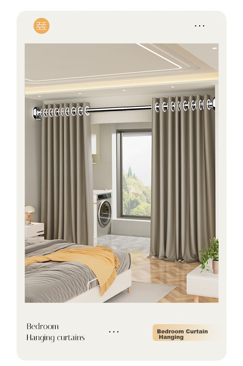 FK Retractable Clothes Drying Rod, No Drilling Required, Bathroom Drying Rack, Stainless Steel Bathroom Support Rod, Square 0.9~1.6 Meters 15