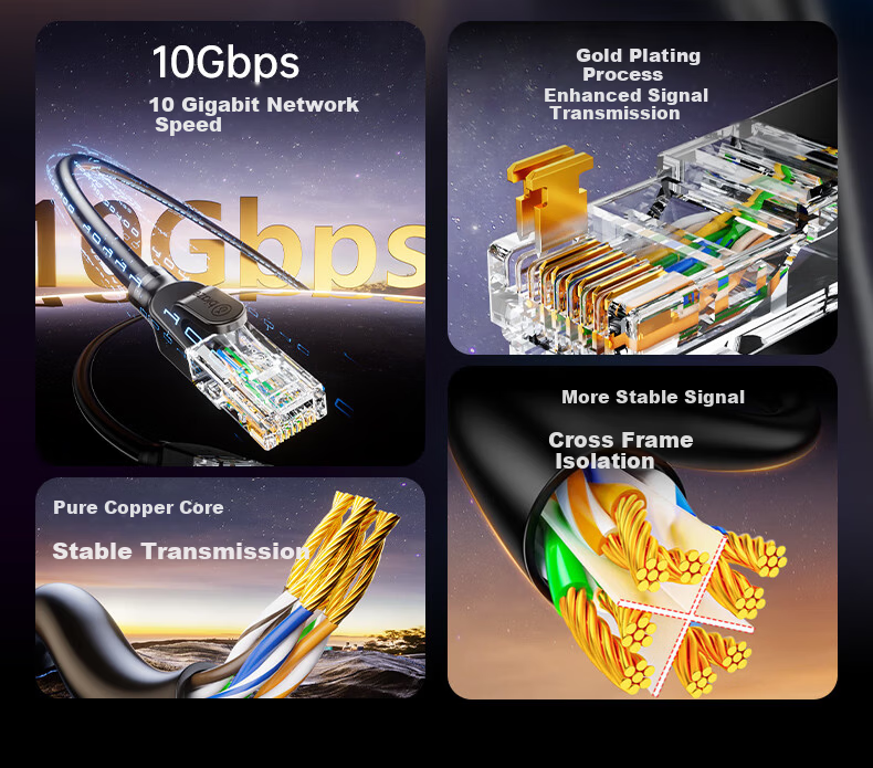 BIAZE CAT6A Pure Copper Ethernet Cable, Super Category 6, 10Gbps, 10m, Compatible with Gigabit, 8-Core, 2.5G Network Patch Cable for Home and Computer Broadband Engineering 3