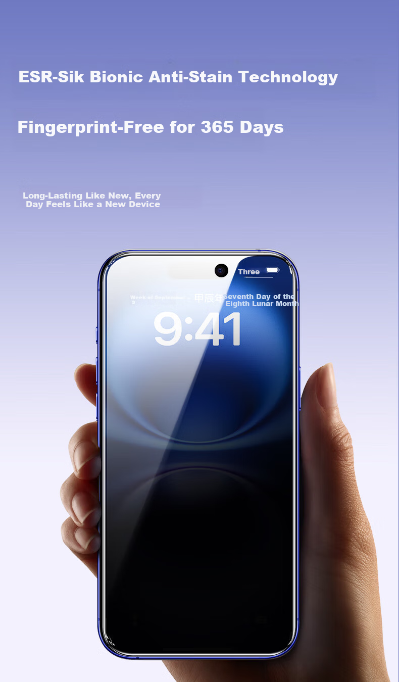 ESR Privacy Tempered Glass Screen Protector for iPhone 16/15 - Anti-Spy, Anti-Fingerprint, Drop-Resistant Privacy Protection Film with Dust-Free Installation Kit 8