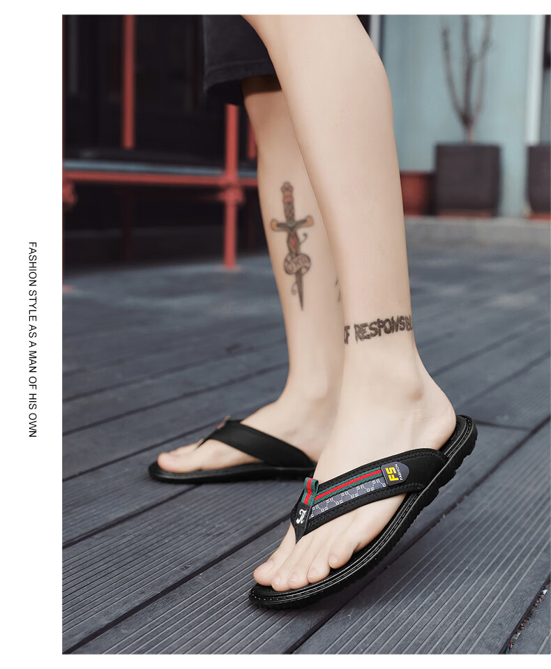 TonLion Men's Flip Flops 2026 Summer Woven Texture Soft Sole Beach Sandals Black Size 41 8
