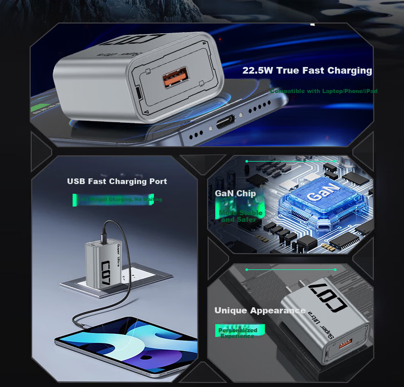 Zitai 22.5W USB Super Fast Charger Type-C Charging Cable for Huawei Mate60/P50/40/30/Honor Xiaomi Phones 22.5W + 1m Cable 2