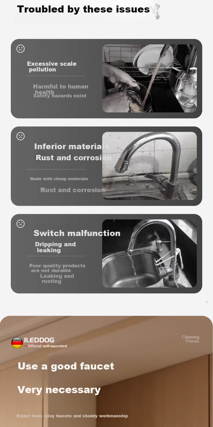 ILeddog [Germany] Kitchen Faucet Single Cold Sink Basin Swivel Splash-Proof Tap CFLT-GY2D 3