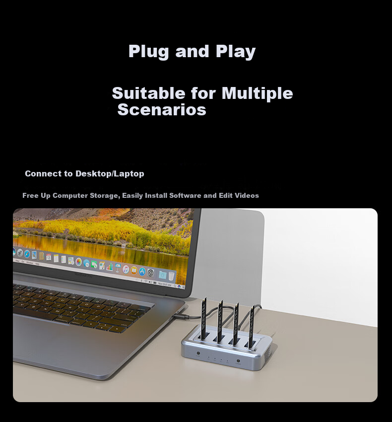 GODO System Cloning And Copying Machine, M.2 SSD Docking Station, Four-Bay NVMe Replication, One-To Thunderbolt 40Gbps 12