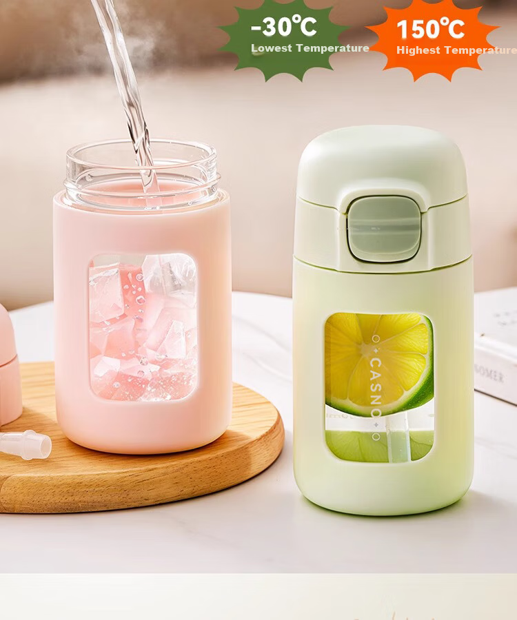 Fanjie Glass Water Cup Women's Straw Cup Portable High-Value Office High-Temperature Resistant Tea Brewing Cup 5
