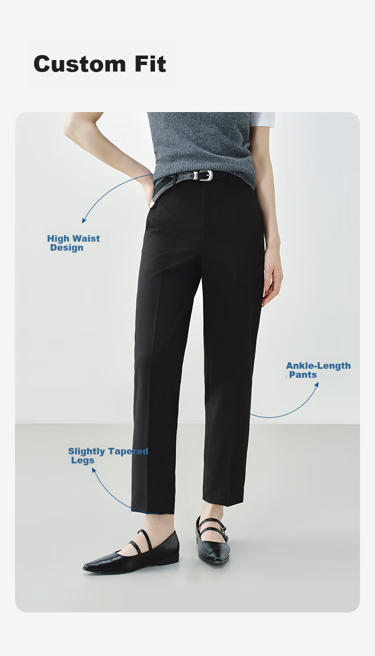 JD Jingzao Women's Dress Pants 2026 Spring New Slim Fit Casual Loose Straight Leg Four-Way Stretch Black XL 9