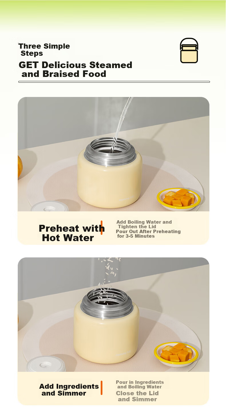 Joyoung Vacuum Insulated Thermal Cooker 800ml Portable Food Jar Thermal Lunch Box 6
