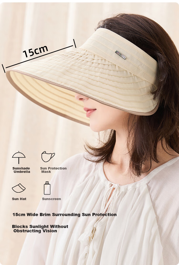 JIUMU Sun Protection Hat for Women, Sun Visor Cap, Sun Hat, Visor Hat, Cool Hat, Summer Outdoor Face-Covering UV Protection Hat for Wome 5