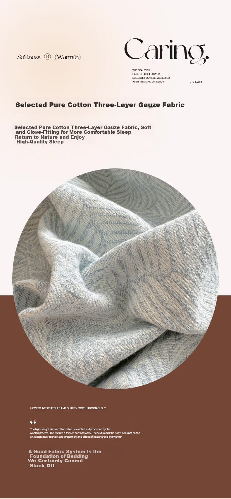 MUJI 100% Cotton Bedding Set 4-Piece Bed Linen Cotton Sheet Duvet Cover 200x230cm for 1.5/1.8m Bed 7
