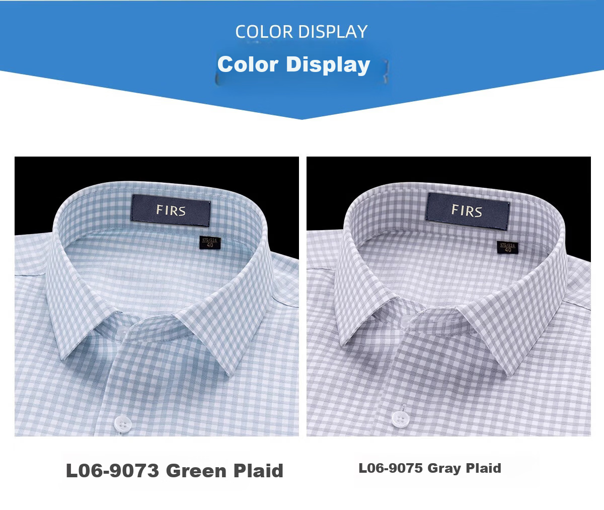 FIRS Men's 200-Thread Count DP Non-Iron Long Sleeve Pure Cotton Business Casual Shirt Gray Check Size 40 10