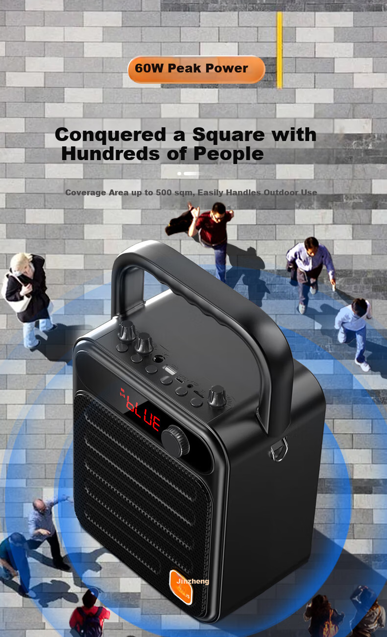 Jinzheng S59 Wireless Bluetooth Speaker Portable Outdoor Square Dance Mini Speaker Home Music Player Card U Disk High Volume Deep Bass Subwoofer Stall WeChat Payment Speaker 3