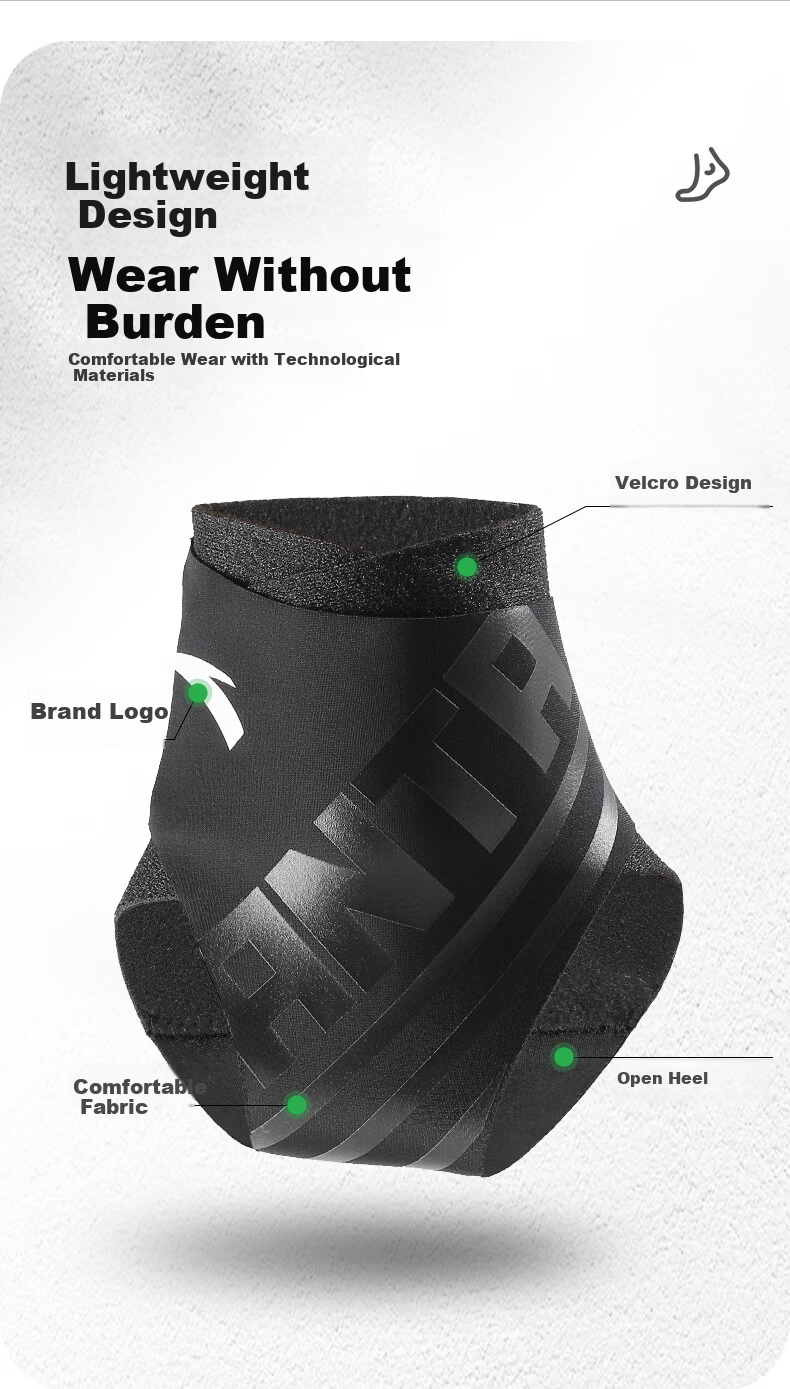 ANTA Ankle Support Sports Brace Ultra-Thin Ankle Protector for Ligament Sprain Recovery Basketball Running Black 2