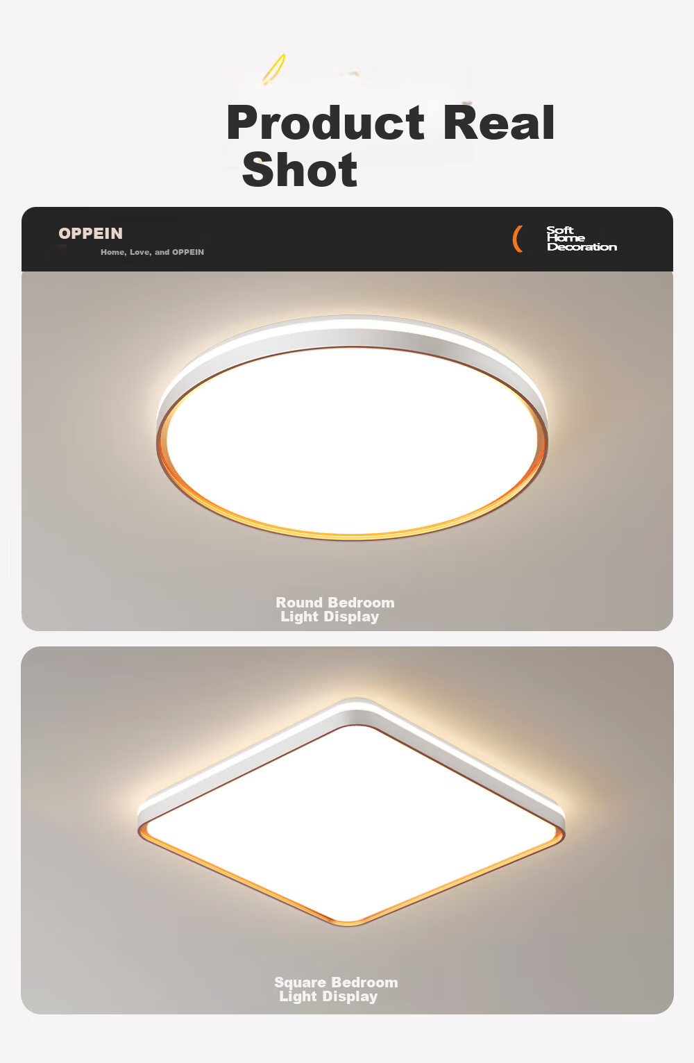Oppein Full Spectrum Eye Protection LED Ceiling Light for Bedroom Study Children's Room Modern Minimalist Lighting with Installation Included 16