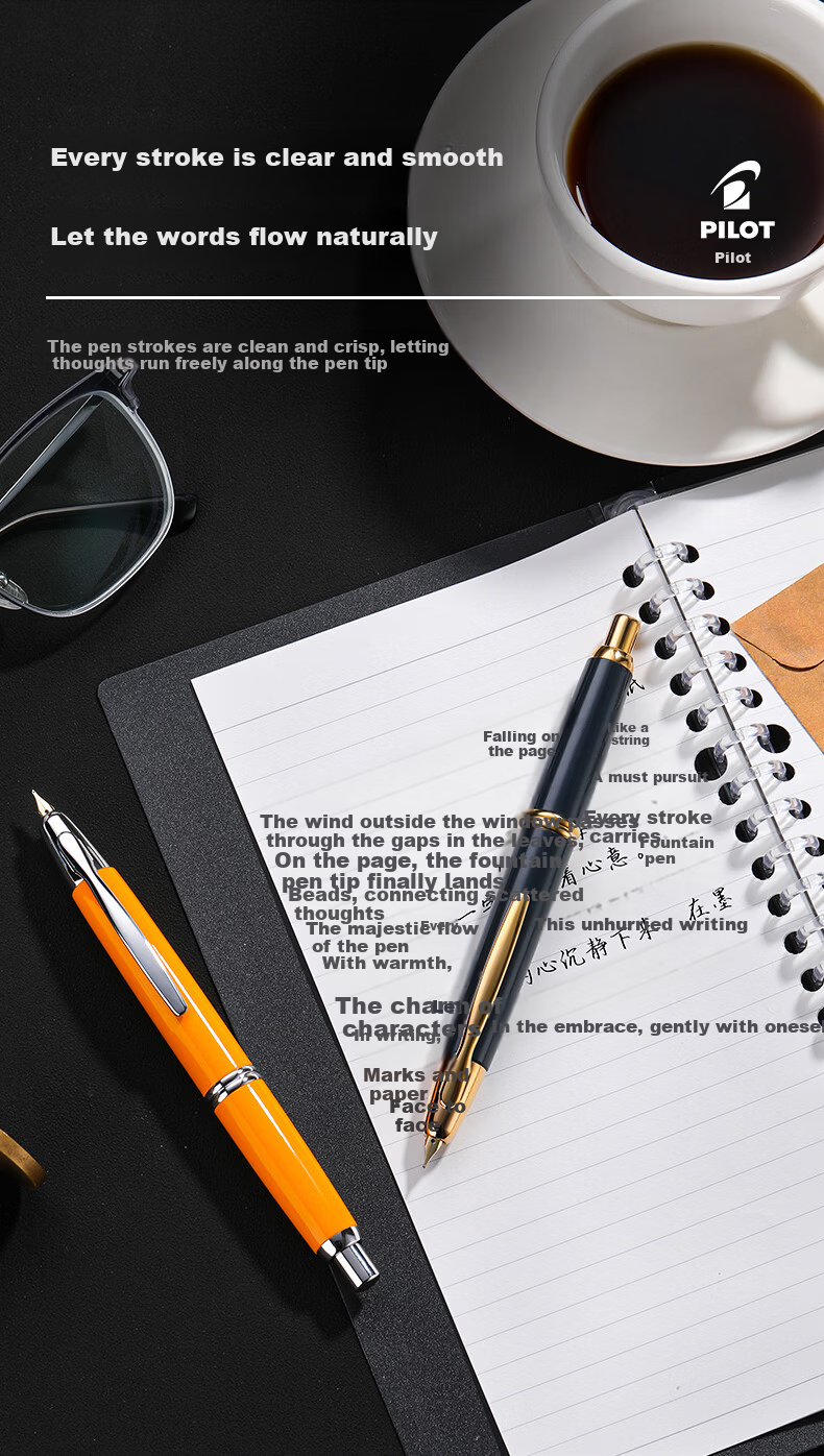 PILOT CAPLESS Retractable Fountain Pen Business Office Gift for Leaders Adult Pen (Gold Clip) F Nib Black FC-1500RG-F-B 8