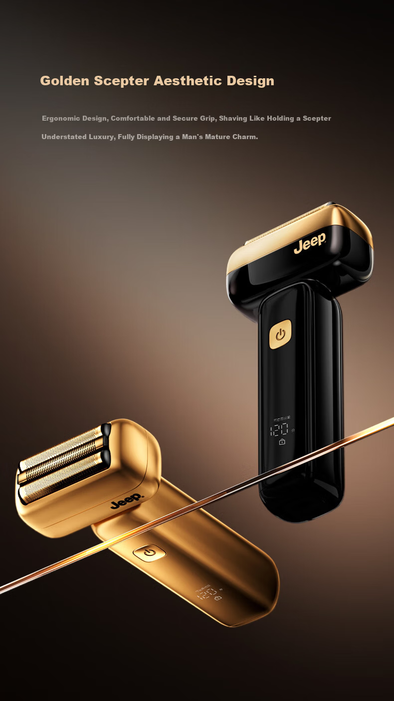 JEEP Electric Shaver Titanium-Coated Reciprocating Smooth Gear Golden Scepter Small Hammer Razor Fast Charging Head Fully Washable Gift for Dad Boyfriend Husband P3 Silver 5