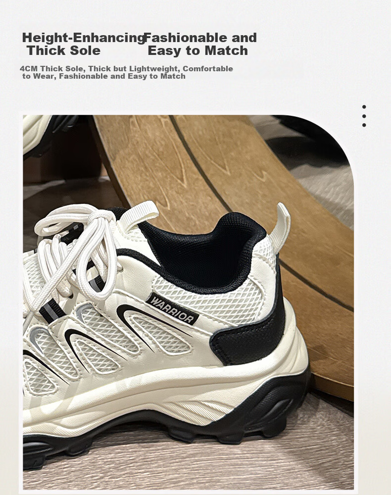Warrior Women's Shoes 2026 Spring Thick Sole Casual Comfortable Sports Shoes Unique Style Light Green Black Size 39 7