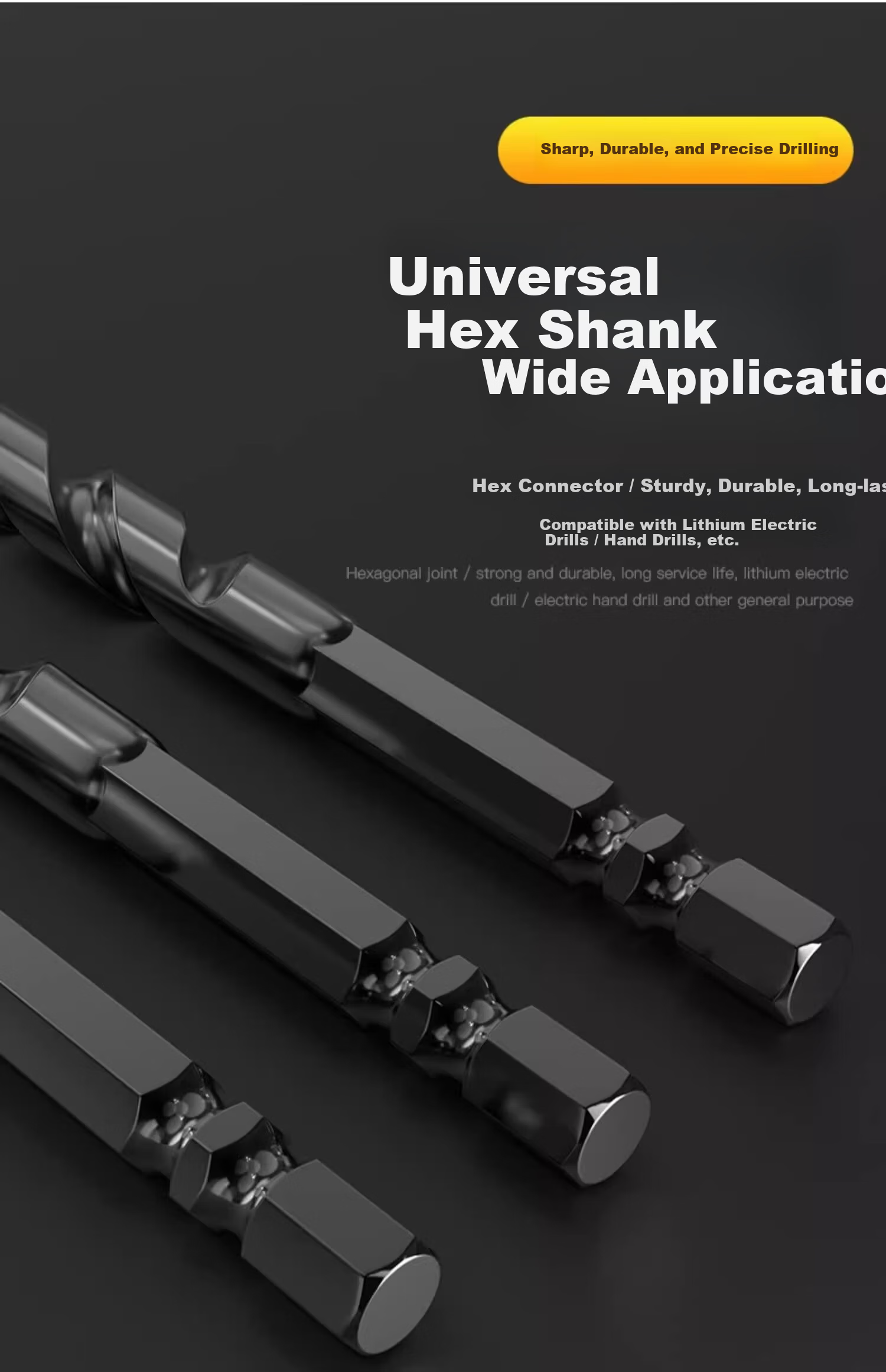 HUHAO Ceramic Tile Drill Bit with Hexagonal Shank, Cross-Shaped Triangle Drill, Impact Four-Blade King Drill for Concrete, Tiles, And Glass 8