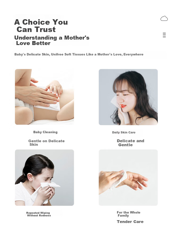 Unifree Cream Paper, 3-Ply, 100 Sheets*24 Packs, Baby Moisturizing Tissues, Soft And Gentle on Skin, Colorful Box Packaging, Suitable for Sensitive Skin, Facial Tissues 10