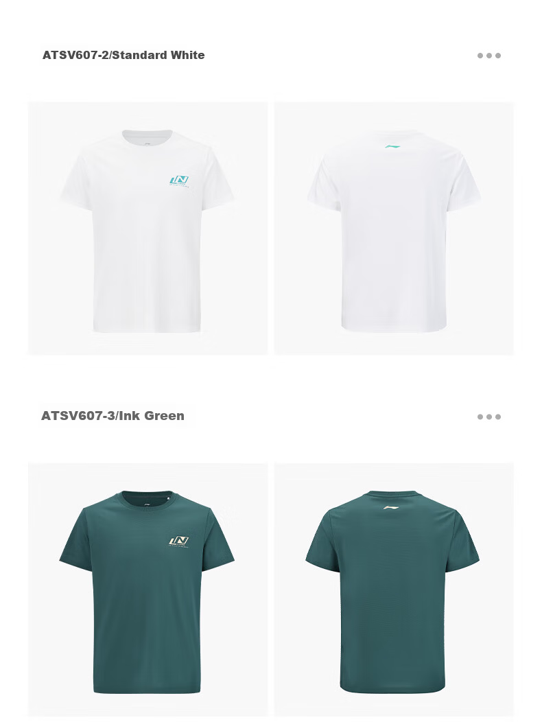 LI-NING Sports Short Sleeve Breathable Loose Casual Quick-Dry Running Fitness Five-Point Shorts Table Tennis Shirt Unisex S 14