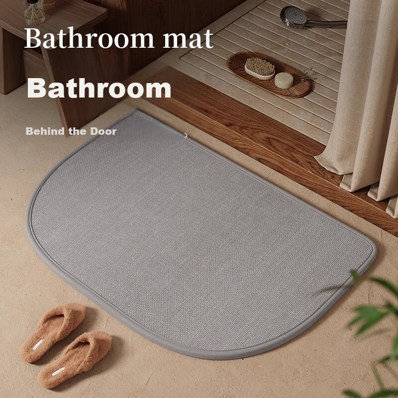ZHUJUN Imitation Linen Woven Bathroom Mat Absorbent Non-Slip Doorway Rug Foot Mat Washroom Entrance Carpet